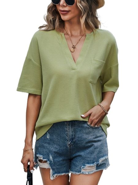 notched neckline drop shoulder pocket patched tee e9zu#, White
notched neckline drop shoulder pocket patched tee e9zu#, White