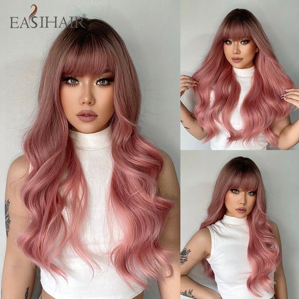lx brand long pink ombre wavy synthetic wigs with bangs natural wave hair wigs for women cosplay daily wigs heat resistantfactory direct, Black
lx brand long pink ombre wavy synthetic wigs with bangs natural wave hair wigs for women cosplay daily wigs heat resistantfactory direct, Black
