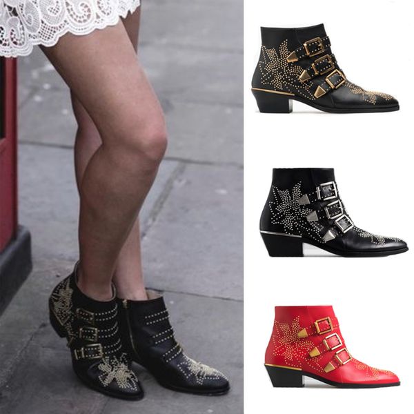 women studded susanna boot leather buckle ankle boots fashion side zipper shoes for ladies winter combat boots big size with boxno27, Black
women studded susanna boot leather buckle ankle boots fashion side zipper shoes for ladies winter combat boots big size with boxno27, Black