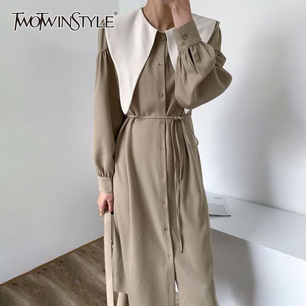 korean patchwork dress for women lapel long sleeve high waist elegant midi dresses female fashion clothing 210423, Black;gray
korean patchwork dress for women lapel long sleeve high waist elegant midi dresses female fashion clothing 210423, Black;gray