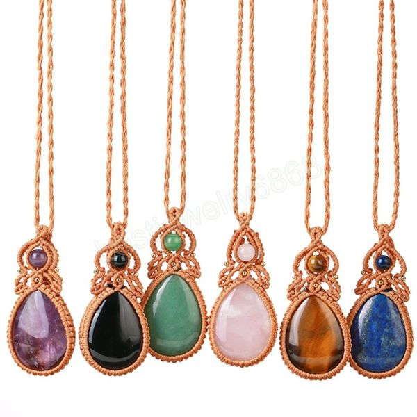 healing natural crystals necklaces stone pendant thread rope wrap crystal necklace tear water drop pink quartz jewelry, Silver
healing natural crystals necklaces stone pendant thread rope wrap crystal necklace tear water drop pink quartz jewelry, Silver
