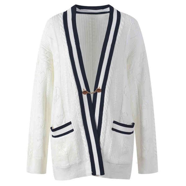 women's knits tees autumn and winter french style knitted cardigan women's fashion pocket contrast loose slim long sleeved jacket, White
women's knits tees autumn and winter french style knitted cardigan women's fashion pocket contrast loose slim long sleeved jacket, White