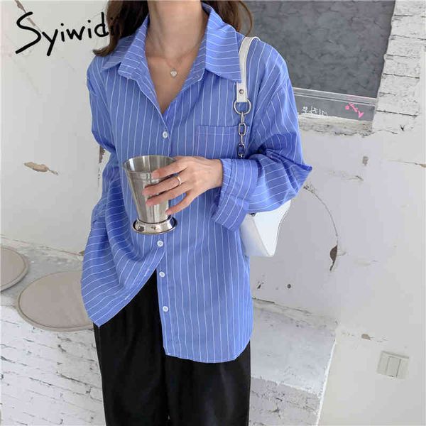 vintage blue striped button up blouse women turndown collar long sleeve clothing summer korean fashion shirts 210415, White
vintage blue striped button up blouse women turndown collar long sleeve clothing summer korean fashion shirts 210415, White