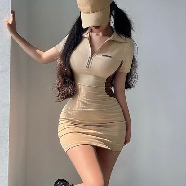 womengaga girl tight skinny hip thin zipper polo short sleeve t shirt mini dress korean women summer student k76h 220514, Black;gray
womengaga girl tight skinny hip thin zipper polo short sleeve t shirt mini dress korean women summer student k76h 220514, Black;gray
