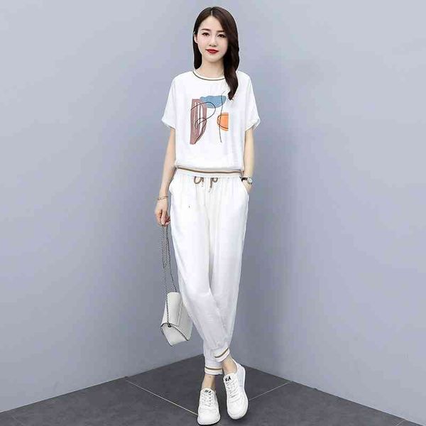 women's two piece pants sportswear women's 2022 summer slim age reduction fashion foreign style leisure light cooked two-piece set, White
women's two piece pants sportswear women's 2022 summer slim age reduction fashion foreign style leisure light cooked two-piece set, White