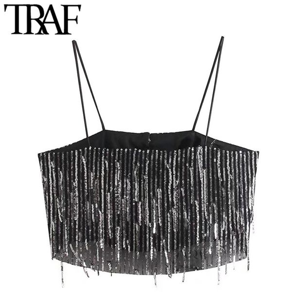 traf women fashion fringing sequin crop tank vintage backless thin straps female camis mujer 220318, White
traf women fashion fringing sequin crop tank vintage backless thin straps female camis mujer 220318, White