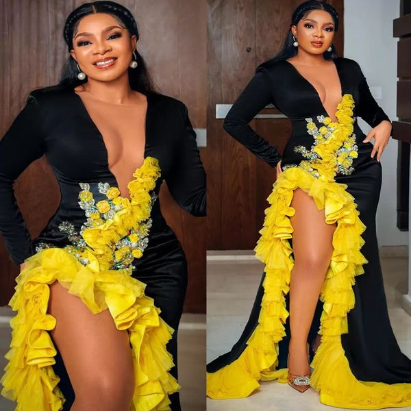 black mermaid flower prom dresses high side split long sleeve deep v neck fishtail occasion dress formal evening gowns
black mermaid flower prom dresses high side split long sleeve deep v neck fishtail occasion dress formal evening gowns