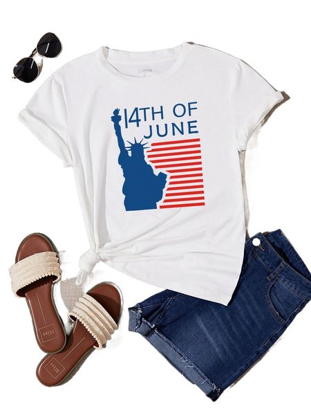 14th of june and statue of liberty print tee 09fw#, White
14th of june and statue of liberty print tee 09fw#, White