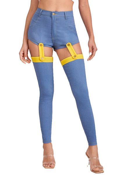 x audrey ion colorblock cut out pants w91y#, Black;white
x audrey ion colorblock cut out pants w91y#, Black;white