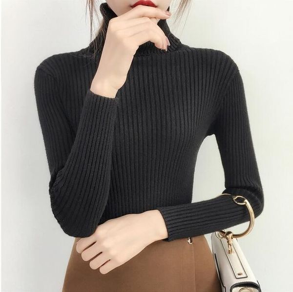 women swinter weater long sleeve elastic knit new turtleneck solid color long casual new aa, White;black
women swinter weater long sleeve elastic knit new turtleneck solid color long casual new aa, White;black