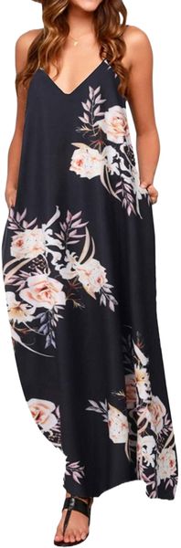 womens floral print maxi dress casual summer v neck long boho beach sundress plus size s0hy#, Black;gray
womens floral print maxi dress casual summer v neck long boho beach sundress plus size s0hy#, Black;gray