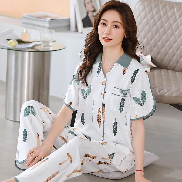women pajamas set summer short sleeve sleepwear 100 cotton pyjamas turn-down collar pijamas, Black;red
women pajamas set summer short sleeve sleepwear 100 cotton pyjamas turn-down collar pijamas, Black;red