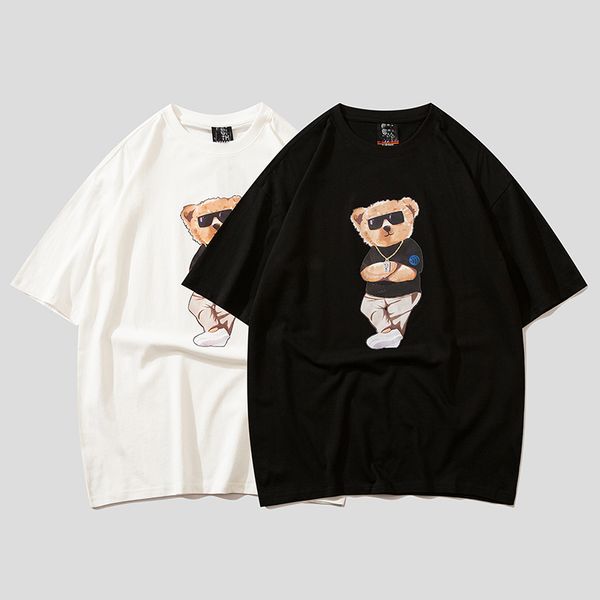 women's t-shirt trendy bear print casual loose versatile short sleeve couple wear, White
women's t-shirt trendy bear print casual loose versatile short sleeve couple wear, White