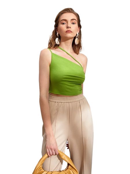 one shoulder ruched side crop z9hq#, White
one shoulder ruched side crop z9hq#, White