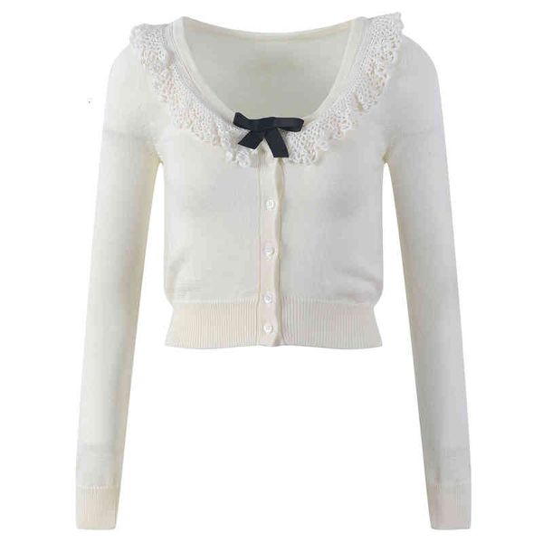 women's knits tees autumn and winter sweet hollow ruffle bow sweater knitted cardigan women's blouse doll collar 3vur, White
women's knits tees autumn and winter sweet hollow ruffle bow sweater knitted cardigan women's blouse doll collar 3vur, White