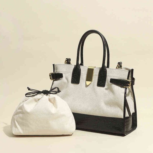 tote leather women's handbag leather splicing canvas bag trend large capacity handbag 220617
tote leather women's handbag leather splicing canvas bag trend large capacity handbag 220617