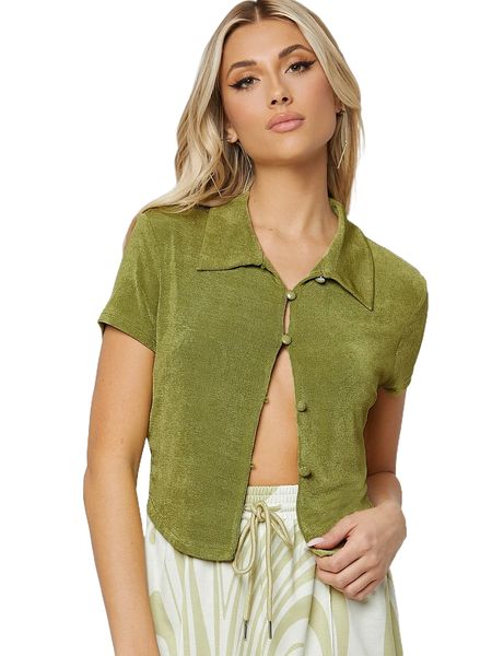 button placket solid tee g0qe#, White
button placket solid tee g0qe#, White