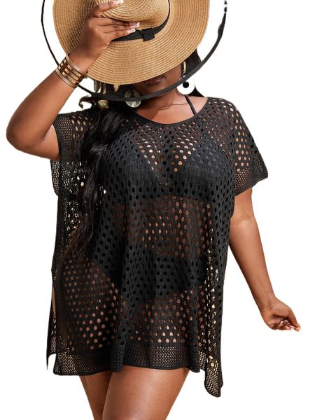 plus hollow out split cover up h0ov#, Black
plus hollow out split cover up h0ov#, Black