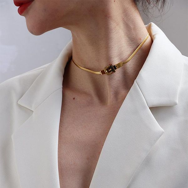 chokers flashbuy fashion belt buckle stainless steel snake chain choker necklace women flat blade minimalist jewelry, Golden;silver
chokers flashbuy fashion belt buckle stainless steel snake chain choker necklace women flat blade minimalist jewelry, Golden;silver