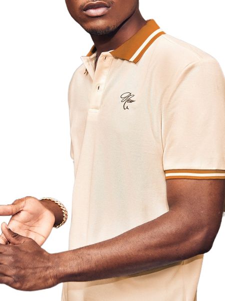 men letter embroidery polo shirt 98yv#, White;black