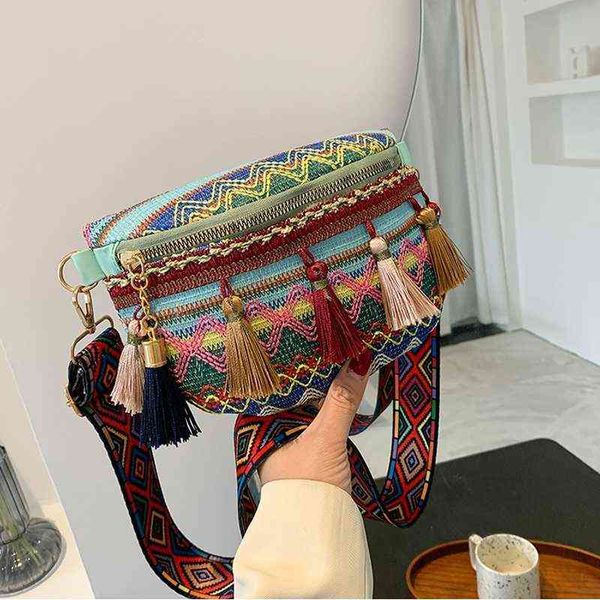 national tassel weaving design waist bags for women colorful wavy stripe canvas pack female fanny lady crossbody bag 220527
national tassel weaving design waist bags for women colorful wavy stripe canvas pack female fanny lady crossbody bag 220527