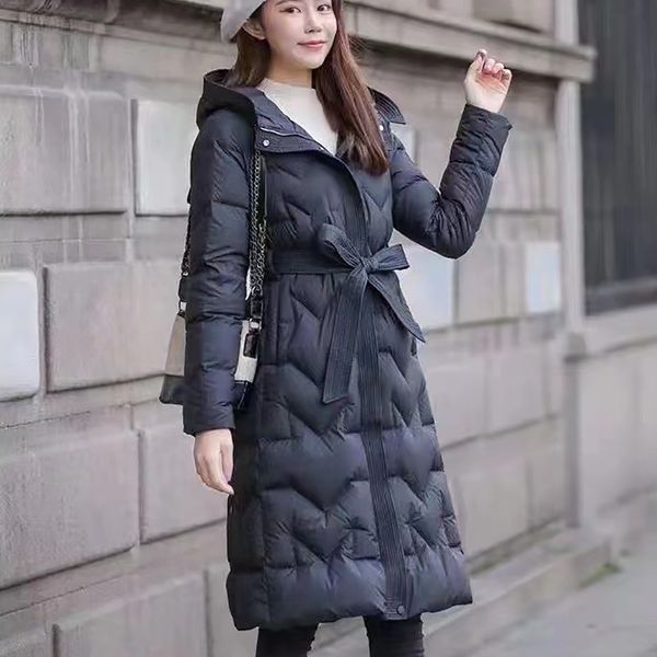2021 women mid-length korean style slim slimming belt waist down knee-length down jacket street fashion style l220725, Black
2021 women mid-length korean style slim slimming belt waist down knee-length down jacket street fashion style l220725, Black