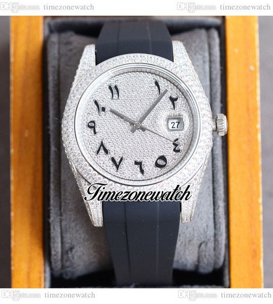 rf 41mm 126334 eta a3255 automatic mens watch paved diamond case dial black arabic script markers black rubber jewelry watches super edition, Slivery;brown 
rf 41mm 126334 eta a3255 automatic mens watch paved diamond case dial black arabic script markers black rubber jewelry watches super edition, Slivery;brown