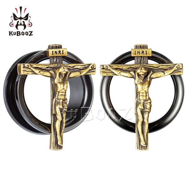 kubooz stainless steel vintage gold jesus cross ear tunnels plugs body piercing jewelry earring gauges stretchers expanders wholesale 8-25mm, Silver
kubooz stainless steel vintage gold jesus cross ear tunnels plugs body piercing jewelry earring gauges stretchers expanders wholesale 8-25mm, Silver