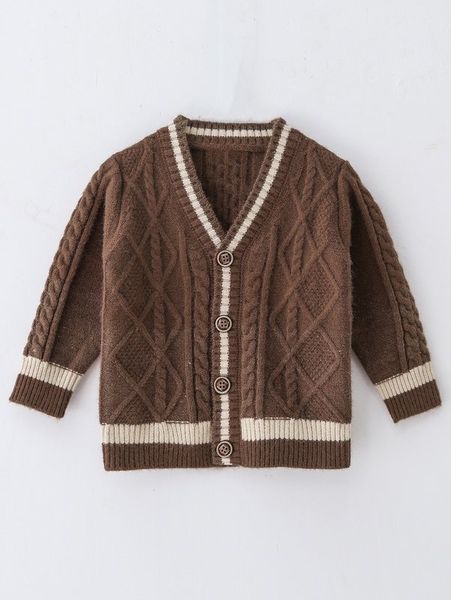 toddler boys contrast trim v-neck cardigan she, Blue