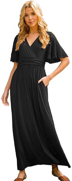 women elegant knit lace warp maternity wedding party maxi dresses with pockets h2hf#, Black;gray
women elegant knit lace warp maternity wedding party maxi dresses with pockets h2hf#, Black;gray