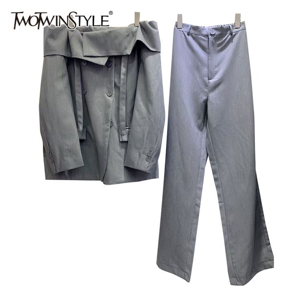 elegant casual two piece set for women slash neck long sleeve blazer high waist wide leg pants female sets 210423, White
elegant casual two piece set for women slash neck long sleeve blazer high waist wide leg pants female sets 210423, White