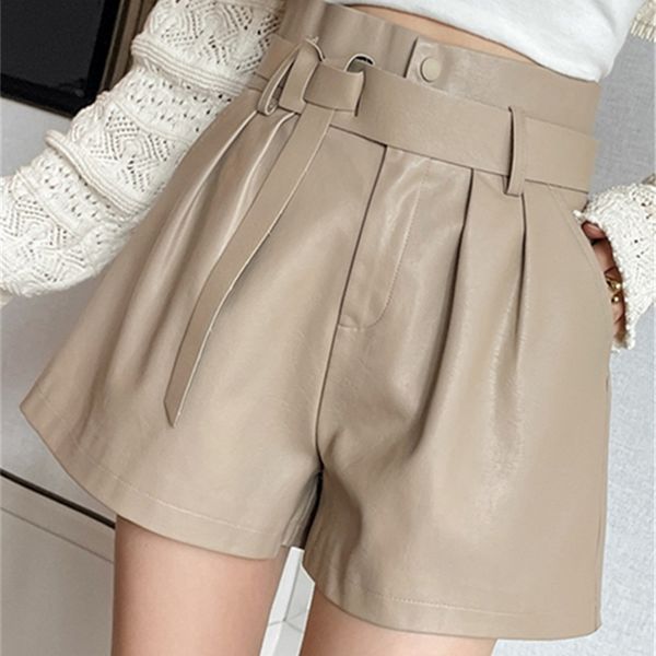 realeft autumn winter womens faux pu leather shorts with belted high waist ladies elegant short trousers pocket female 220608, White;black
realeft autumn winter womens faux pu leather shorts with belted high waist ladies elegant short trousers pocket female 220608, White;black