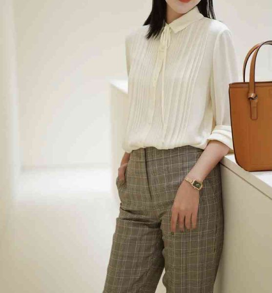 women's polos paris line autumn and winter simple mm ghost crepe pleated doublelayer silk shirt, White
women's polos paris line autumn and winter simple mm ghost crepe pleated doublelayer silk shirt, White
