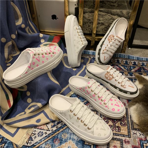 2022 summer new baotou half slipper women's shoes leather leisure low printed small white shoes women's elevated sports board, Black
2022 summer new baotou half slipper women's shoes leather leisure low printed small white shoes women's elevated sports board, Black