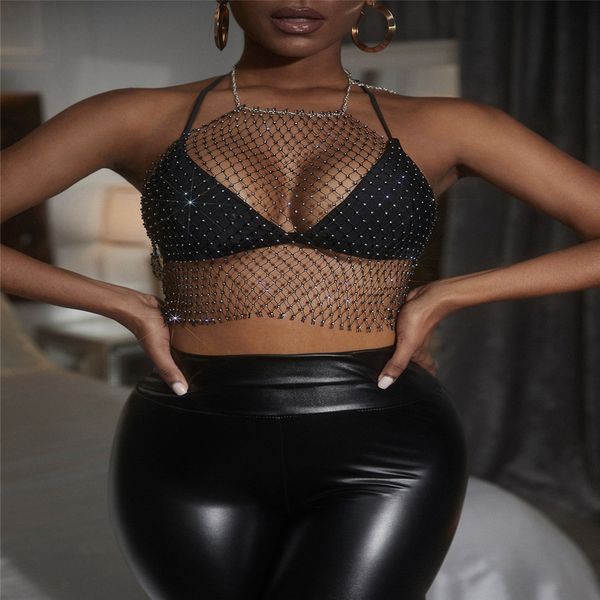 women's t shirt summer autumn mesh flash drill women's metal sling vest, White
women's t shirt summer autumn mesh flash drill women's metal sling vest, White