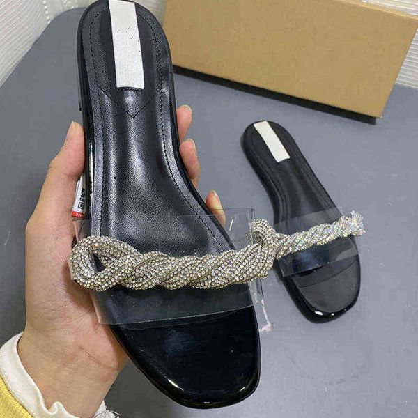slippers bling rhinestone women's shoes transparent round toe flat low heel outside woman slides female footwear 220530, Black
slippers bling rhinestone women's shoes transparent round toe flat low heel outside woman slides female footwear 220530, Black