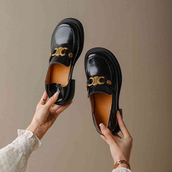 dress shoes plush warm metal buckle lefu shoes women's round head leather thick heel deep mouth soft brown small prki, Black
dress shoes plush warm metal buckle lefu shoes women's round head leather thick heel deep mouth soft brown small prki, Black