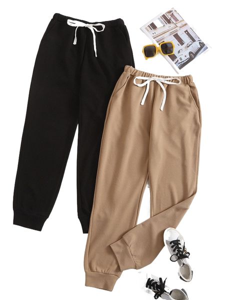 2 pack drawstring waist sweatpants b9ou#, Black;white
2 pack drawstring waist sweatpants b9ou#, Black;white