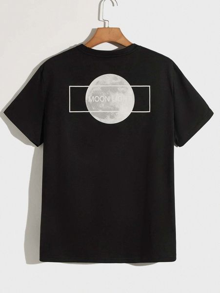 men geo & moon print tee r69d#, White;black