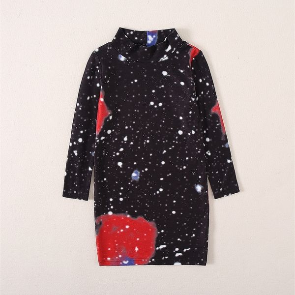 little girl's splash print small high neck dress she, Red;yellow
little girl's splash print small high neck dress she, Red;yellow