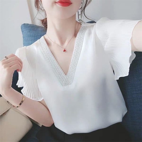 women's spring summer style chiffon blouses shirt women's butterfly sleeve v-neck solid color elegant casual loose dd8646 210308, White
women's spring summer style chiffon blouses shirt women's butterfly sleeve v-neck solid color elegant casual loose dd8646 210308, White
