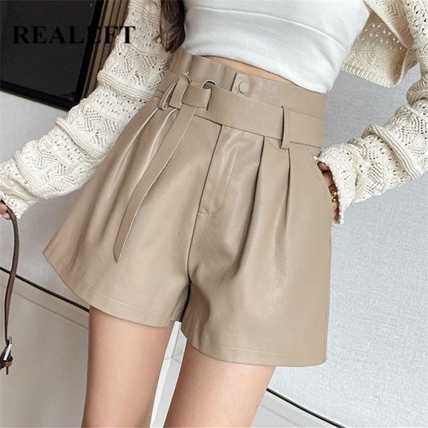 realeft autumn winter women's faux pu leather shorts with belted high waist ladies elegant short trousers pocket female 220427, White;black
realeft autumn winter women's faux pu leather shorts with belted high waist ladies elegant short trousers pocket female 220427, White;black