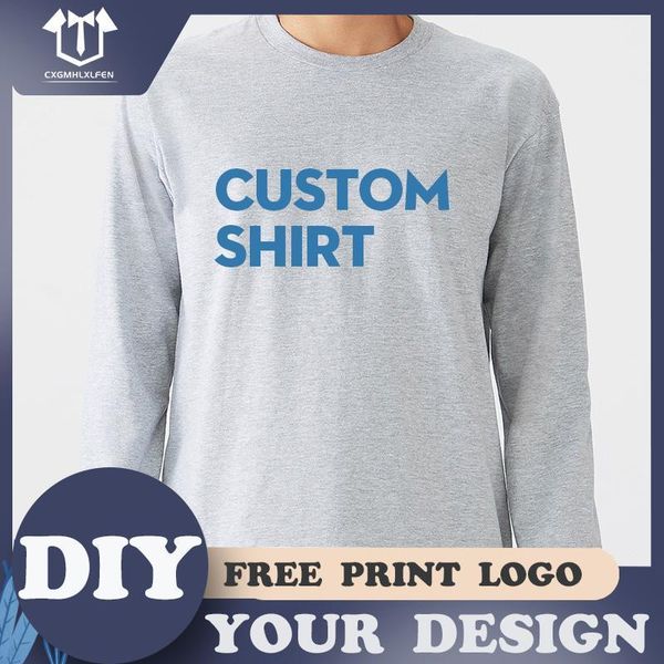 men t shirt custom printing add your print or male casual long sleeve tshirt cotton tees shirt diy men's unique shirts 220609, White;black
men t shirt custom printing add your print or male casual long sleeve tshirt cotton tees shirt diy men's unique shirts 220609, White;black