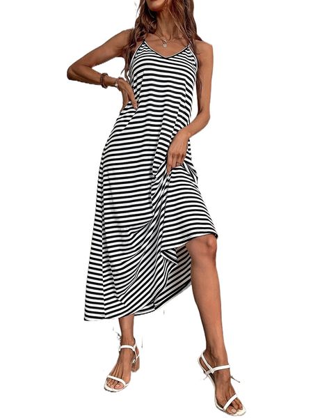 striped print cami dress z4fb#, Black;gray
striped print cami dress z4fb#, Black;gray