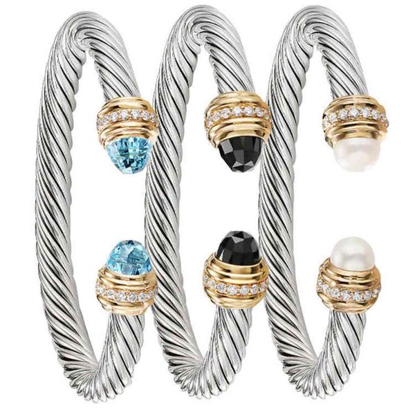 new stainless steel bracelet fashion trend women's titanium cable 7mm open bracelet dy jewelry253k, Black
new stainless steel bracelet fashion trend women's titanium cable 7mm open bracelet dy jewelry253k, Black