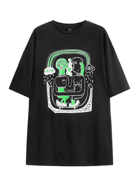 x scram weirdo figure & heart print reflective drop shoulder tee r4ma#, White
x scram weirdo figure & heart print reflective drop shoulder tee r4ma#, White