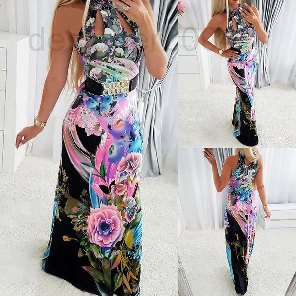 casual dresses designer summer women's new floral sleeveless neck long dres, Black;gray
casual dresses designer summer women's new floral sleeveless neck long dres, Black;gray