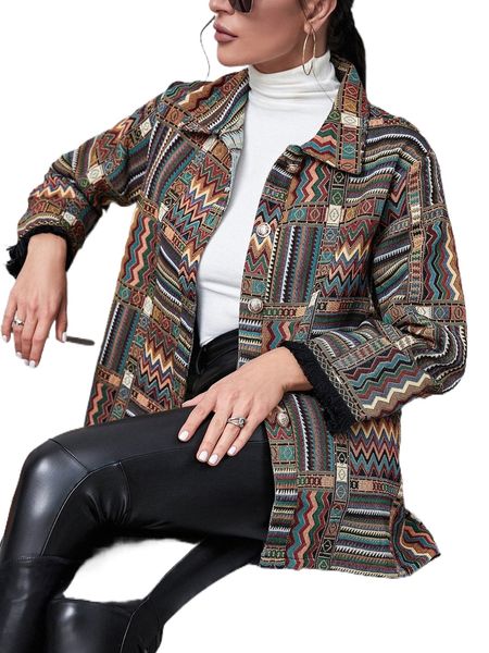 chevron & striped pattern belted coat y3xs#, Black