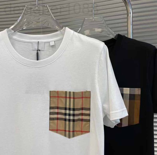 women's t-shirt designer 2022 summer fashion classic new checked pocket stitching casual men's and women's same round neck br, White
women's t-shirt designer 2022 summer fashion classic new checked pocket stitching casual men's and women's same round neck br, White