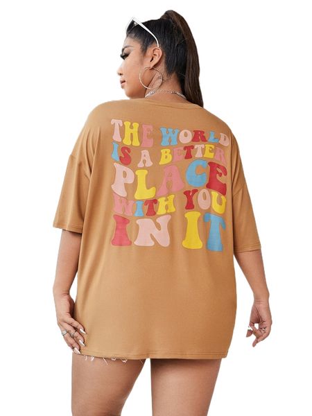 plus slogan graphic oversized tee h3xc#, Black